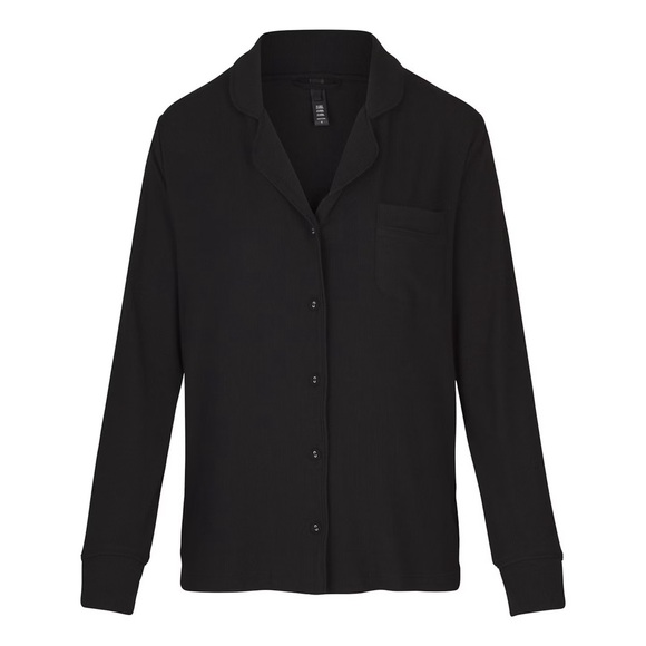 New SKIMS Soft Lounge Sleep Top Long Sleeve Button Down Shirt in Onyx Black XS - Picture 9 of 9